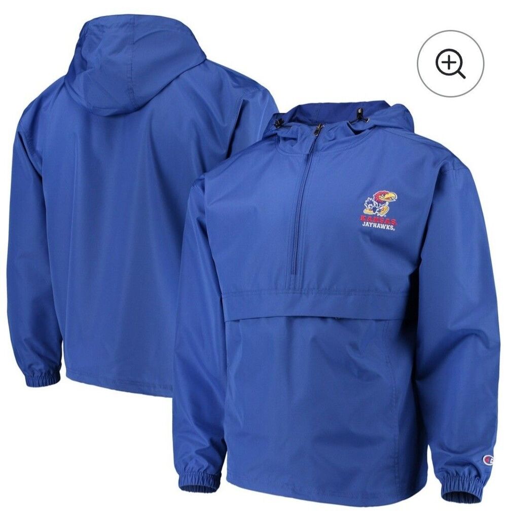 Champion KU Kansas Jayhawks Embroidered Half Zip Windbreaker Jacket Men's Size M